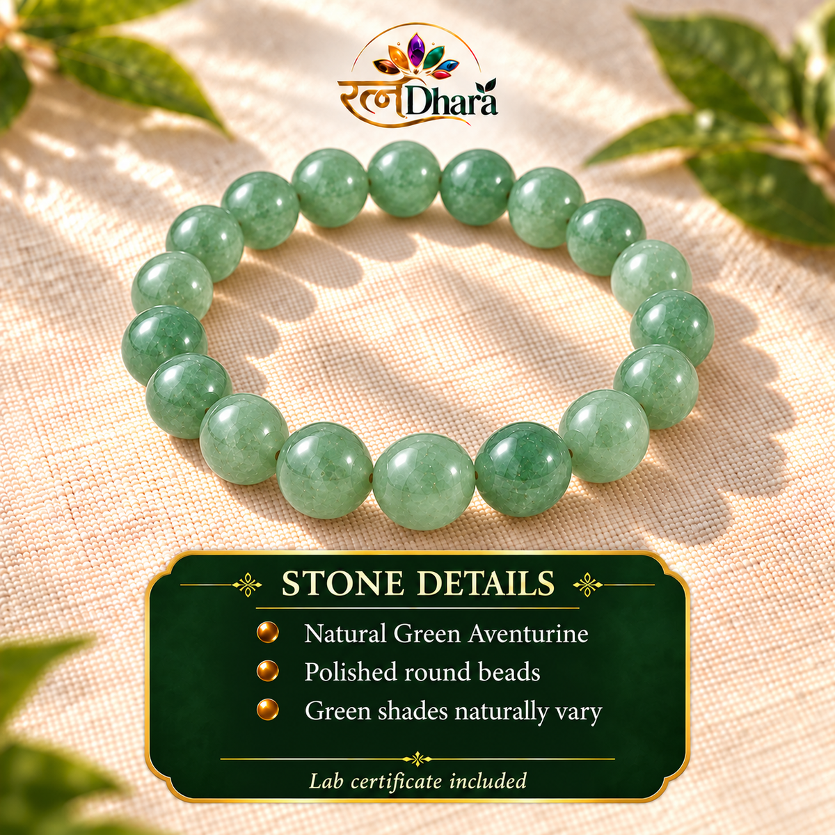 Green Aventurine Bracelet for Luck & New Beginnings | Certified Natural Stone