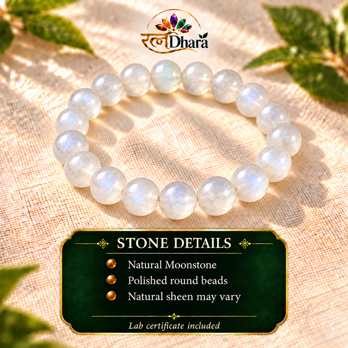 Moonstone Bracelet for Calm & Intuition | Certified Natural Stone