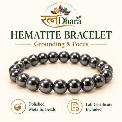 Hematite Bracelet for Grounding & Focus | Certified Stone