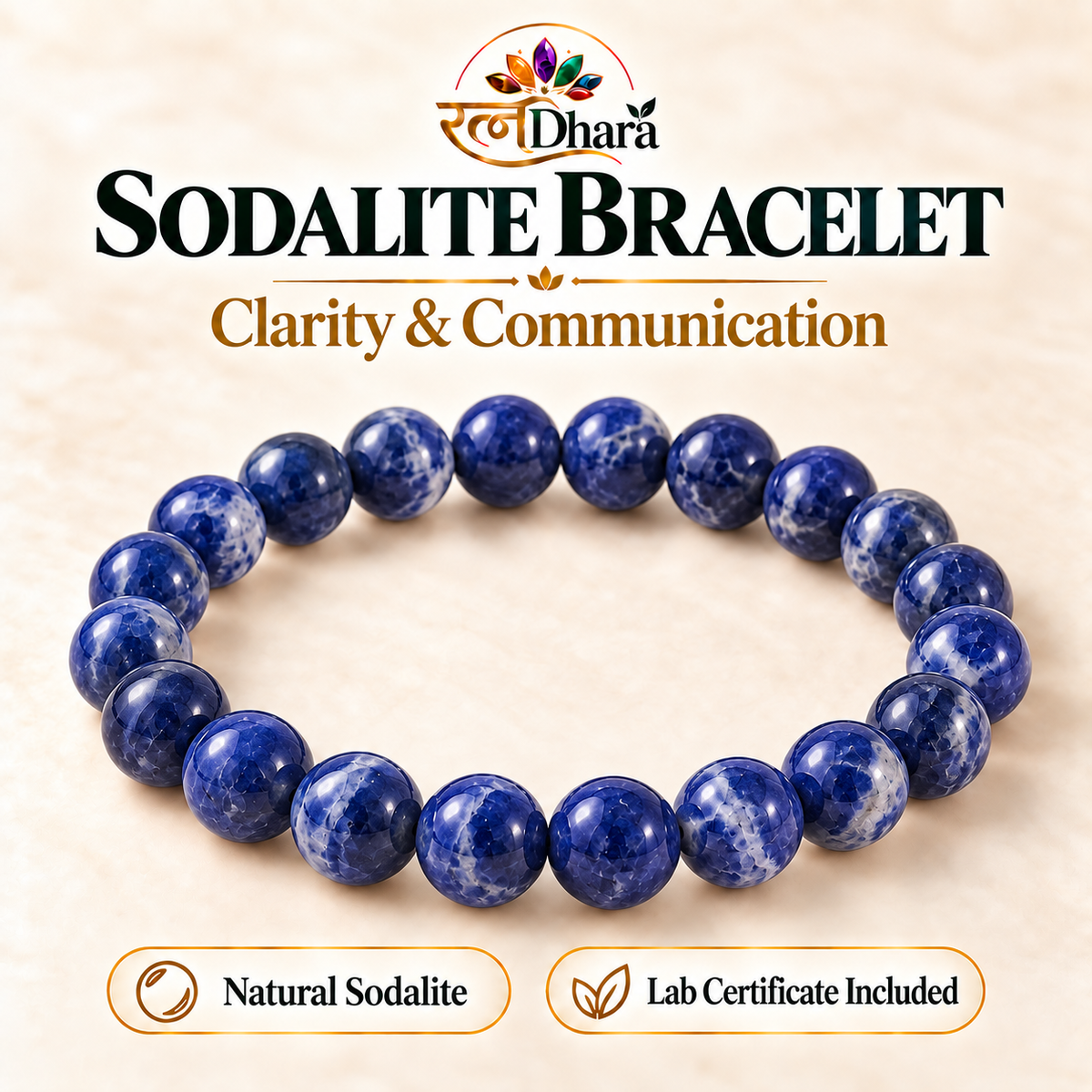 Sodalite Bracelet for Clarity & Communication | Certified Natural Stone
