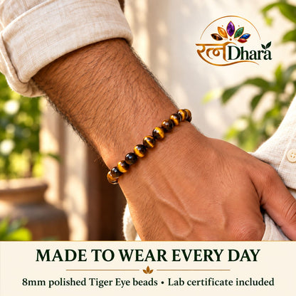 Tiger Eye Bracelet for Confidence & Courage | 8mm Beads