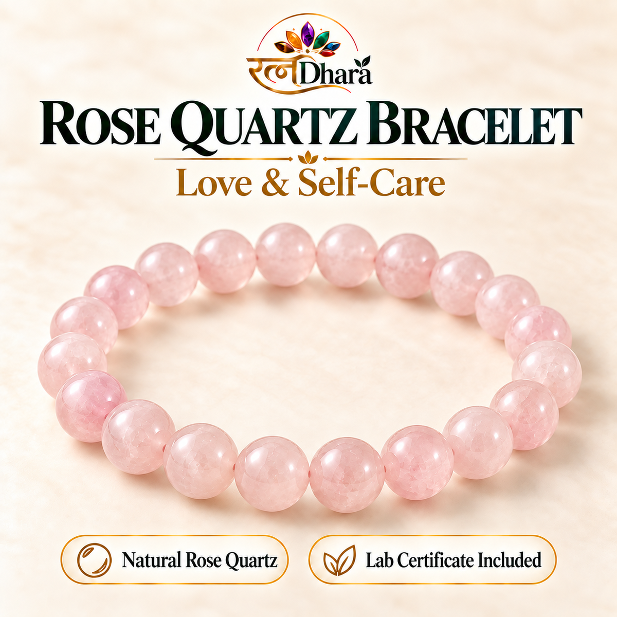 Rose Quartz Bracelet for Love & Self-Care | Certified Natural Stone