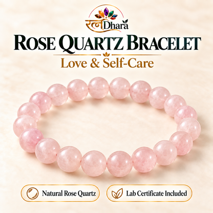 Rose Quartz Bracelet for Love & Self-Care | Certified Natural Stone