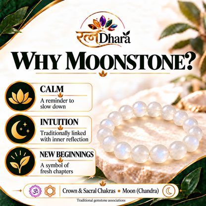 Moonstone Bracelet for Calm & Intuition | Certified Natural Stone