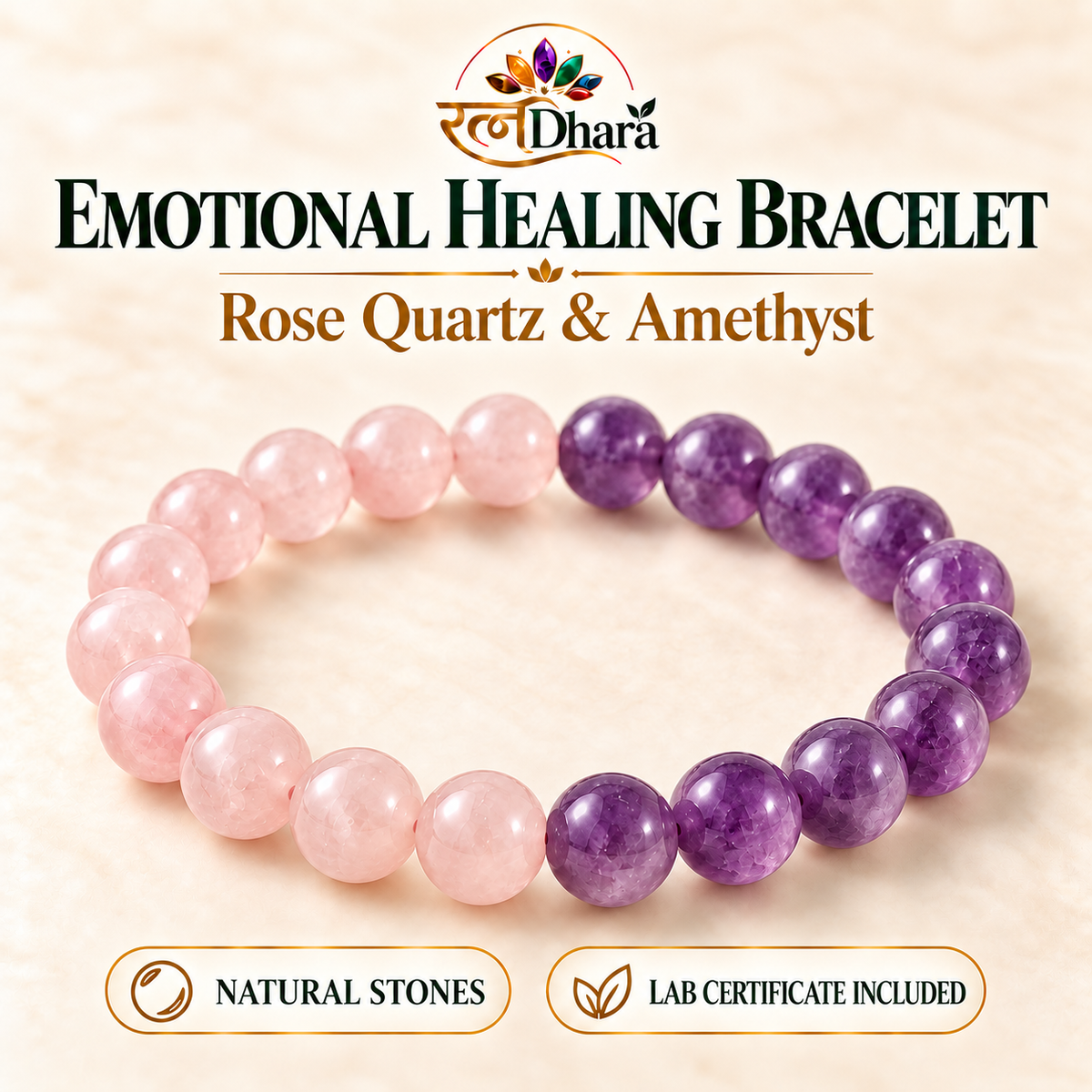 Emotional Healing Bracelet  | Rose Quartz and Amethyst