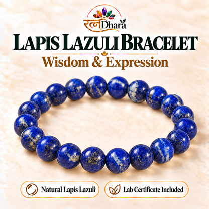 Lapis Lazuli Bracelet for Wisdom & Expression | Certified Natural Stone