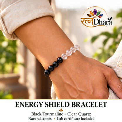 Energy Shield Bracelet | Black Tourmaline and Clear Quartz