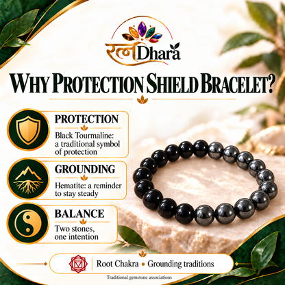 Protection Shield Bracelet  | Black Tourmaline and Hematite