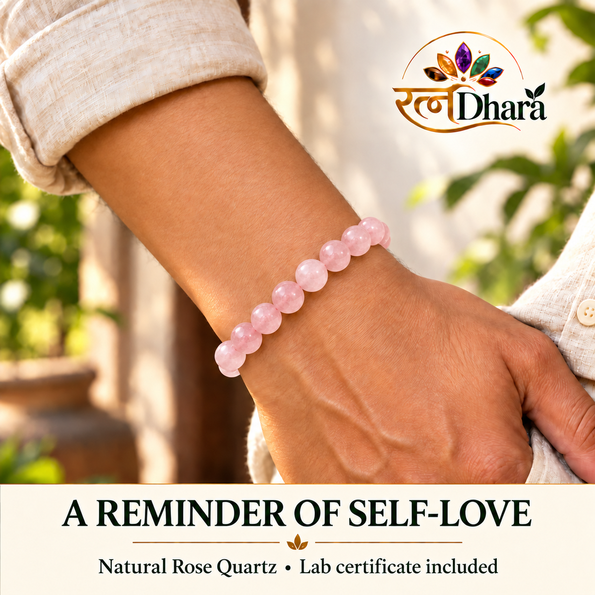 Rose Quartz Bracelet for Love & Self-Care | Certified Natural Stone