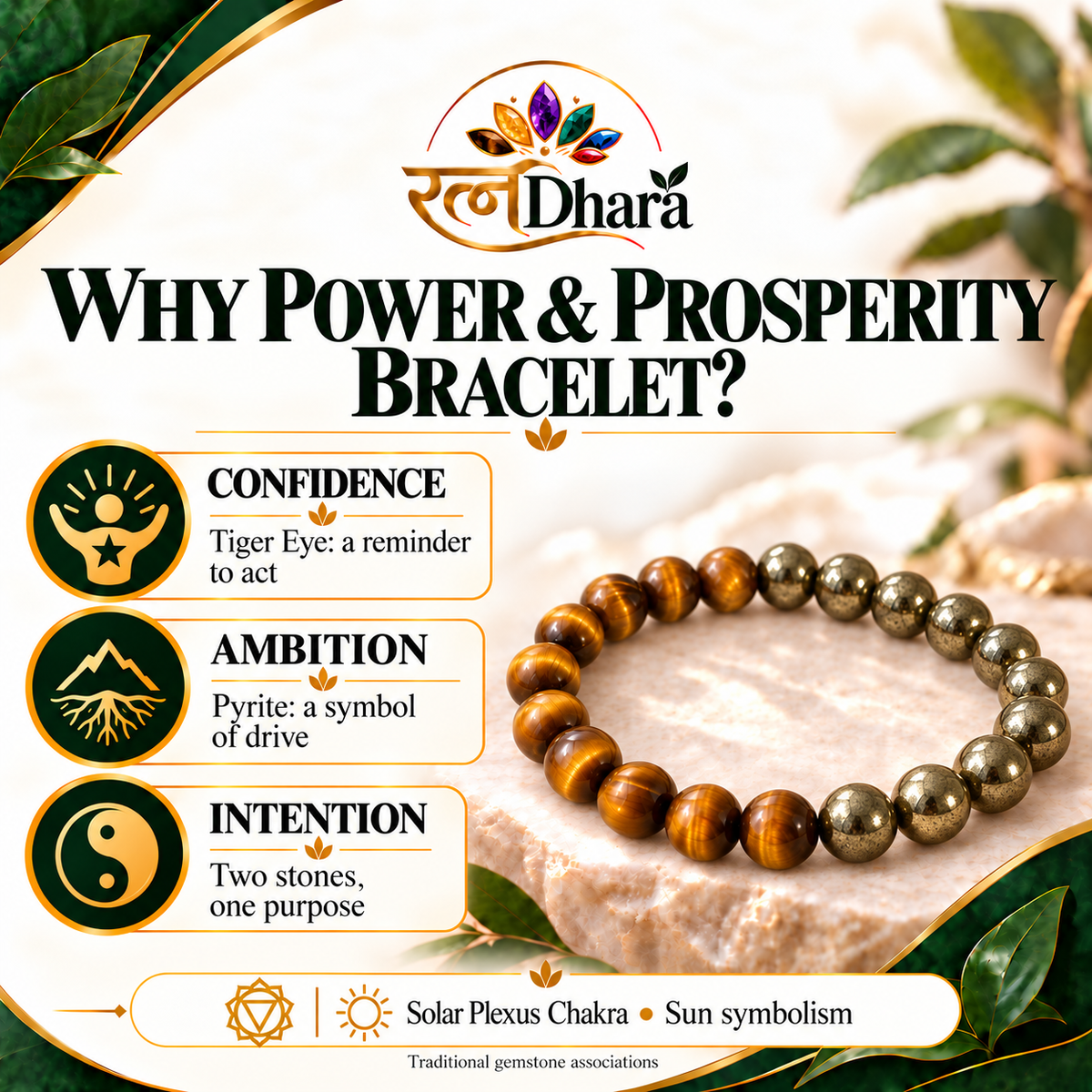 Power & Prosperity Bracelet | Tiger Eye and Pyrite