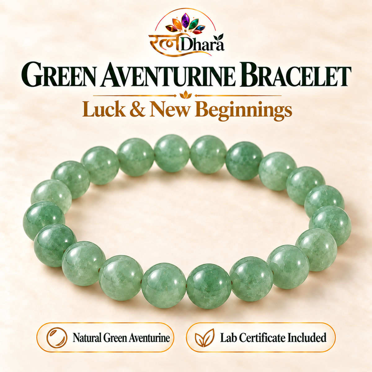 Green Aventurine Bracelet for Luck & New Beginnings | Certified Natural Stone