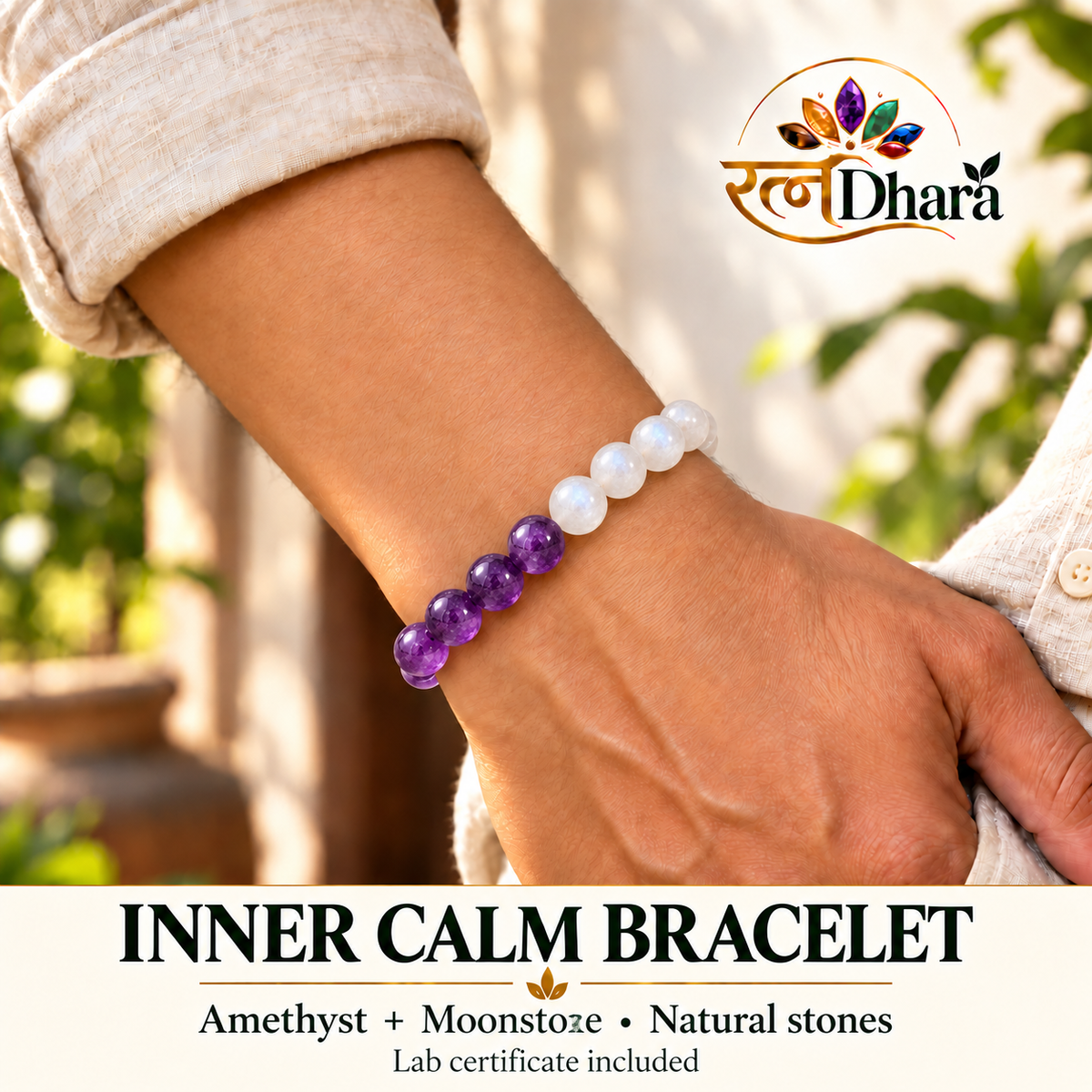 Inner Calm Bracelet | Amethyst & Moonstone