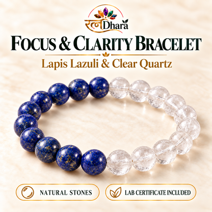 Focus & Clarity Bracelet  | Lapis Lazuli and Clear Quartz
