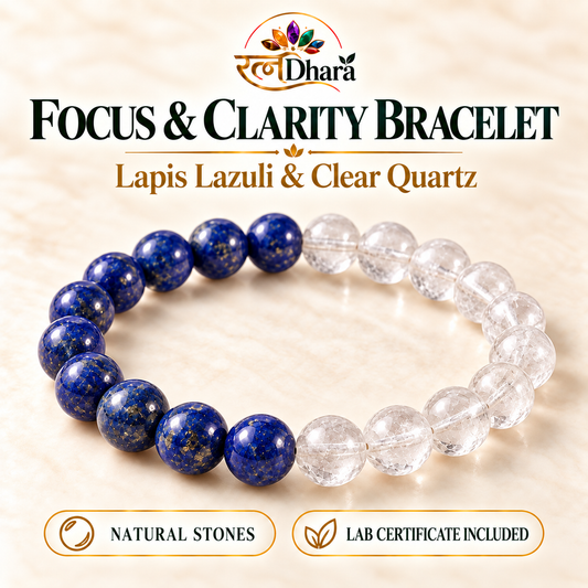 Focus & Clarity Bracelet  | Lapis Lazuli and Clear Quartz