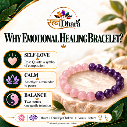 Emotional Healing Bracelet  | Rose Quartz and Amethyst