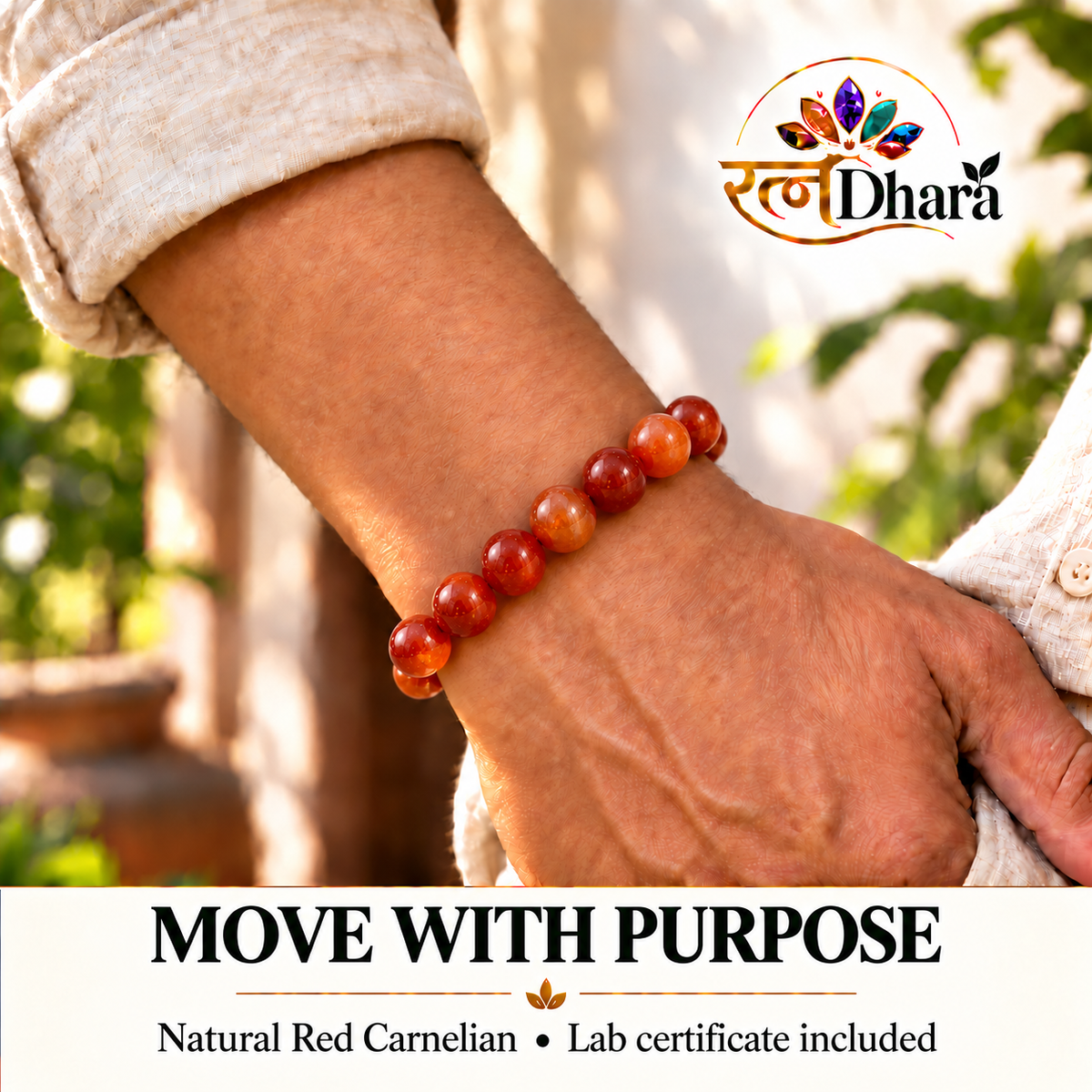 Red Carnelian Bracelet for Motivation & Creativity | Certified Natural Stone