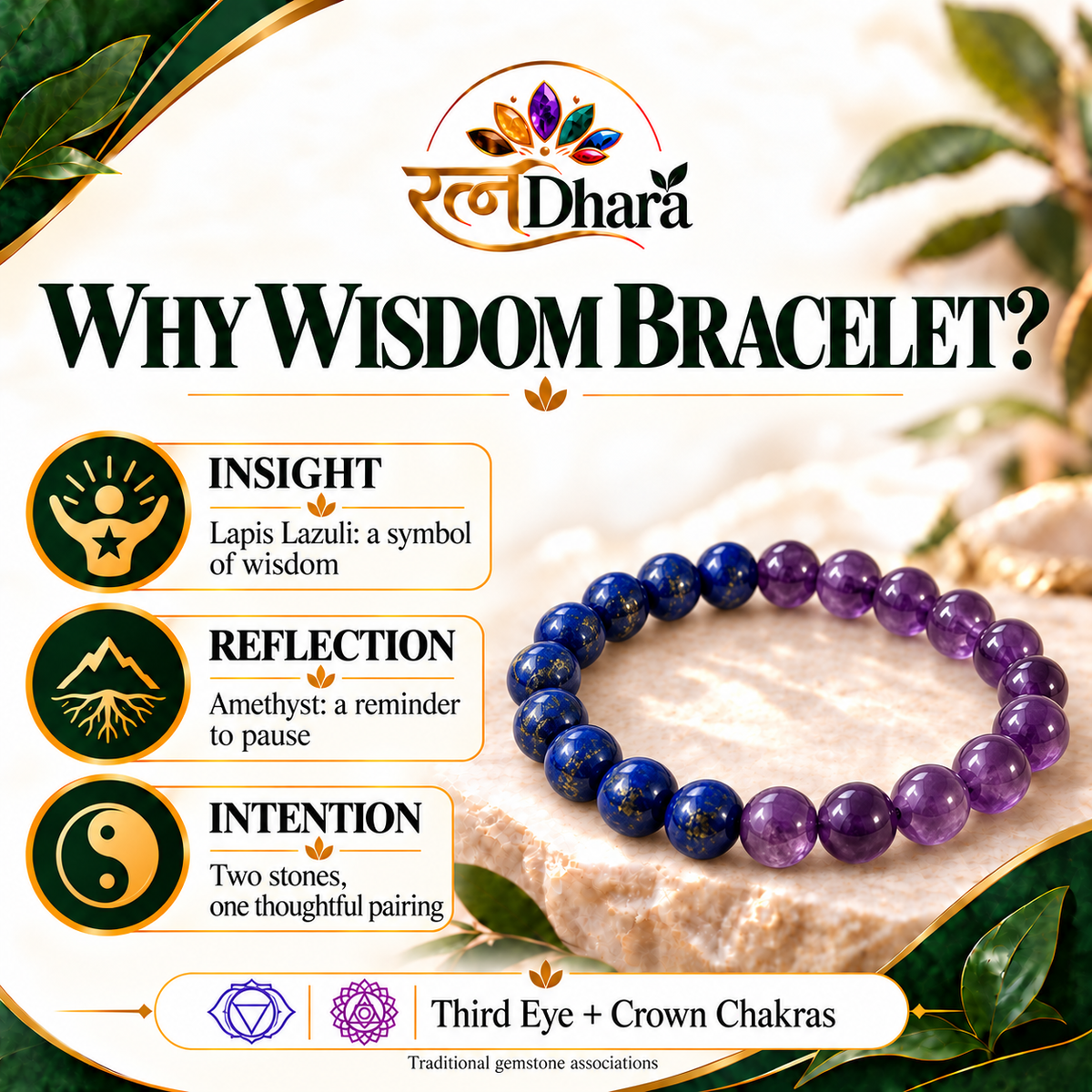 Wisdom Bracelet | Lapis Lazuli and Amethyst