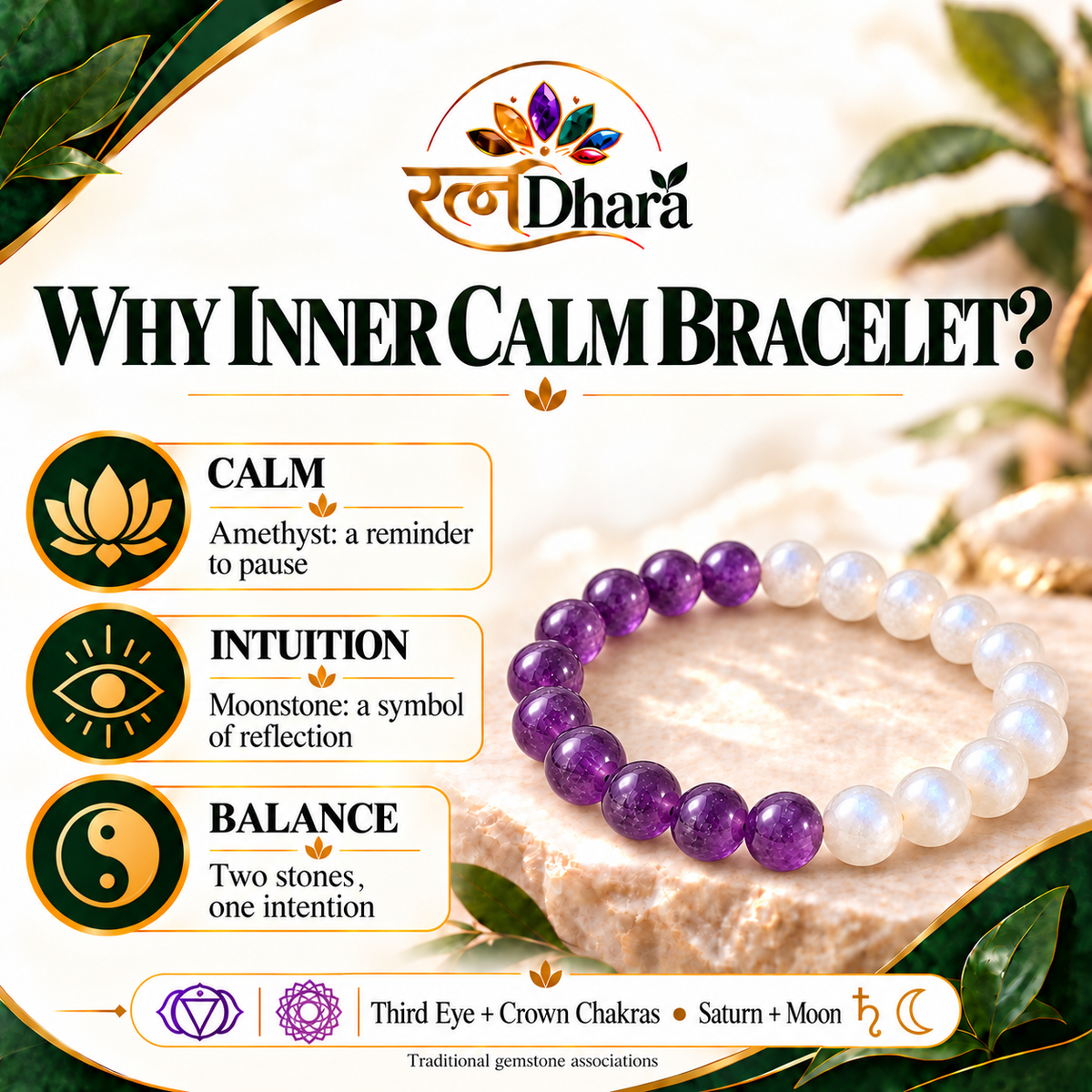 Inner Calm Bracelet | Amethyst & Moonstone