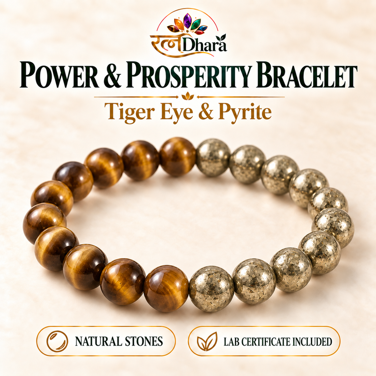 Power & Prosperity Bracelet | Tiger Eye and Pyrite