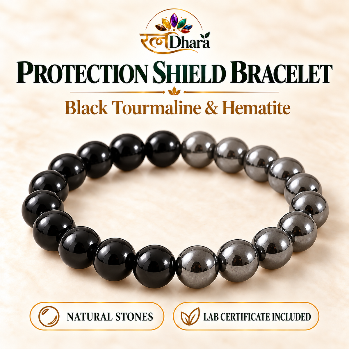 Protection Shield Bracelet  | Black Tourmaline and Hematite