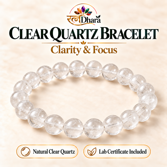 Clear Quartz (Sphatik) Bracelet for Clarity & Focus | Certified Natural Stone