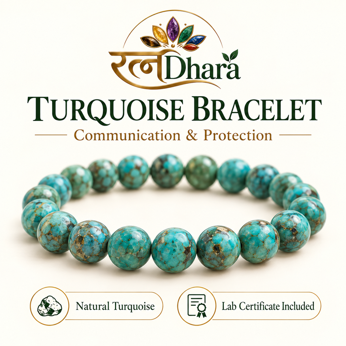 Turquoise Bracelet for Communication & Protection | Lab Certified