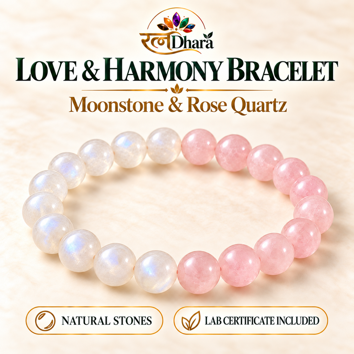 Love & Harmony Bracelet  | MoonStone and Rose Quartz