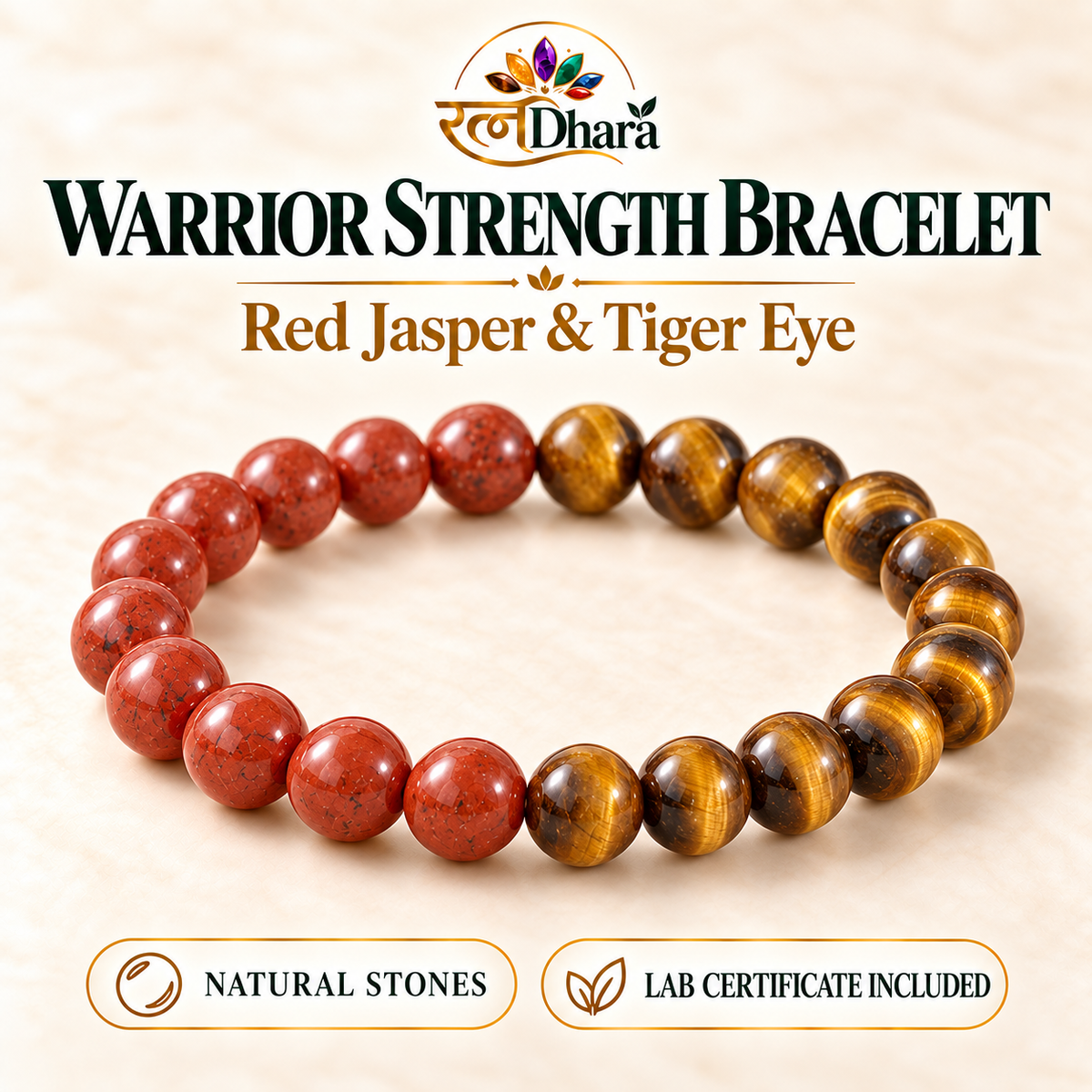 Warrior Strength Bracelet  | Red Jasper and Tiger Eye