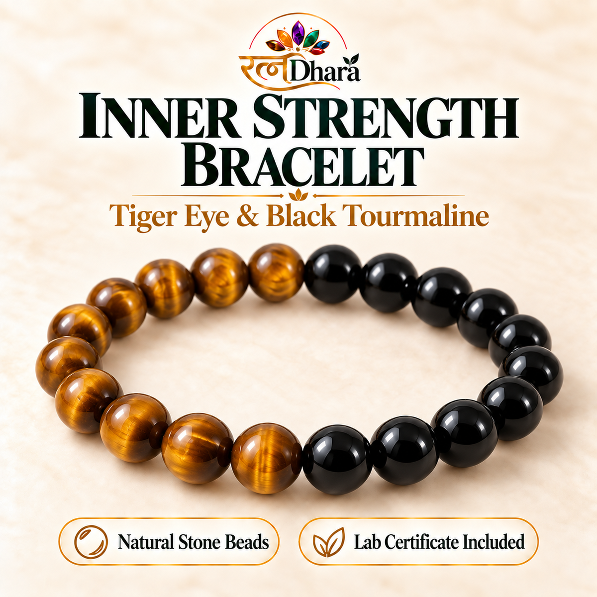 Inner Strength Bracelet | Tiger Eye & Black Tourmaline