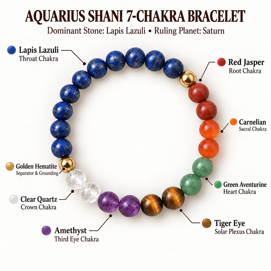 Aquarius Shani 7-Chakra Bracelet | Lapis Lazuli