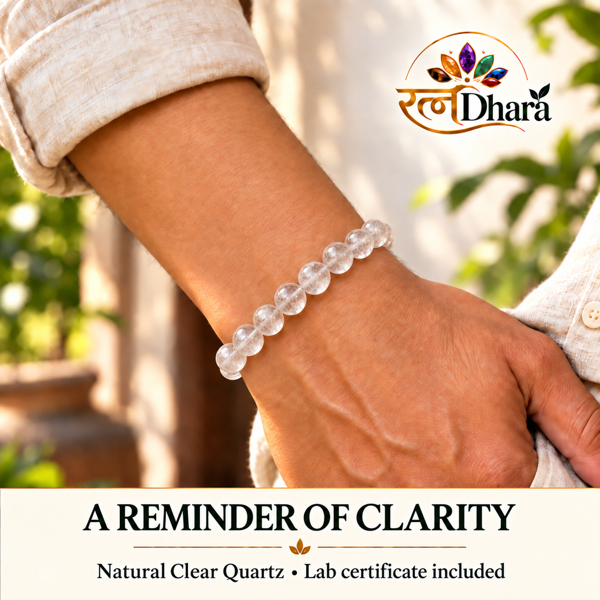 Clear Quartz (Sphatik) Bracelet for Clarity & Focus | Certified Natural Stone