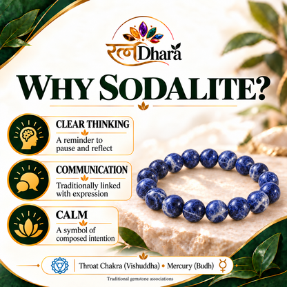 Sodalite Bracelet for Clarity & Communication | Certified Natural Stone