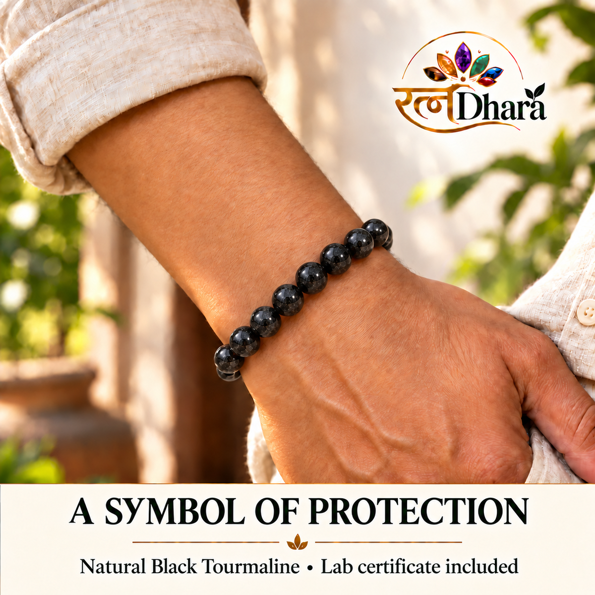Black Tourmaline Bracelet for Protection & Grounding | Certified Natural Stone
