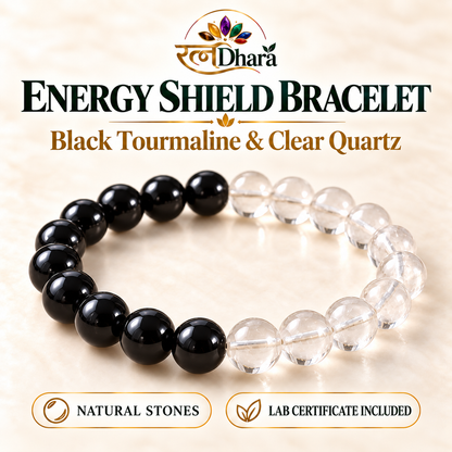 Energy Shield Bracelet | Black Tourmaline and Clear Quartz