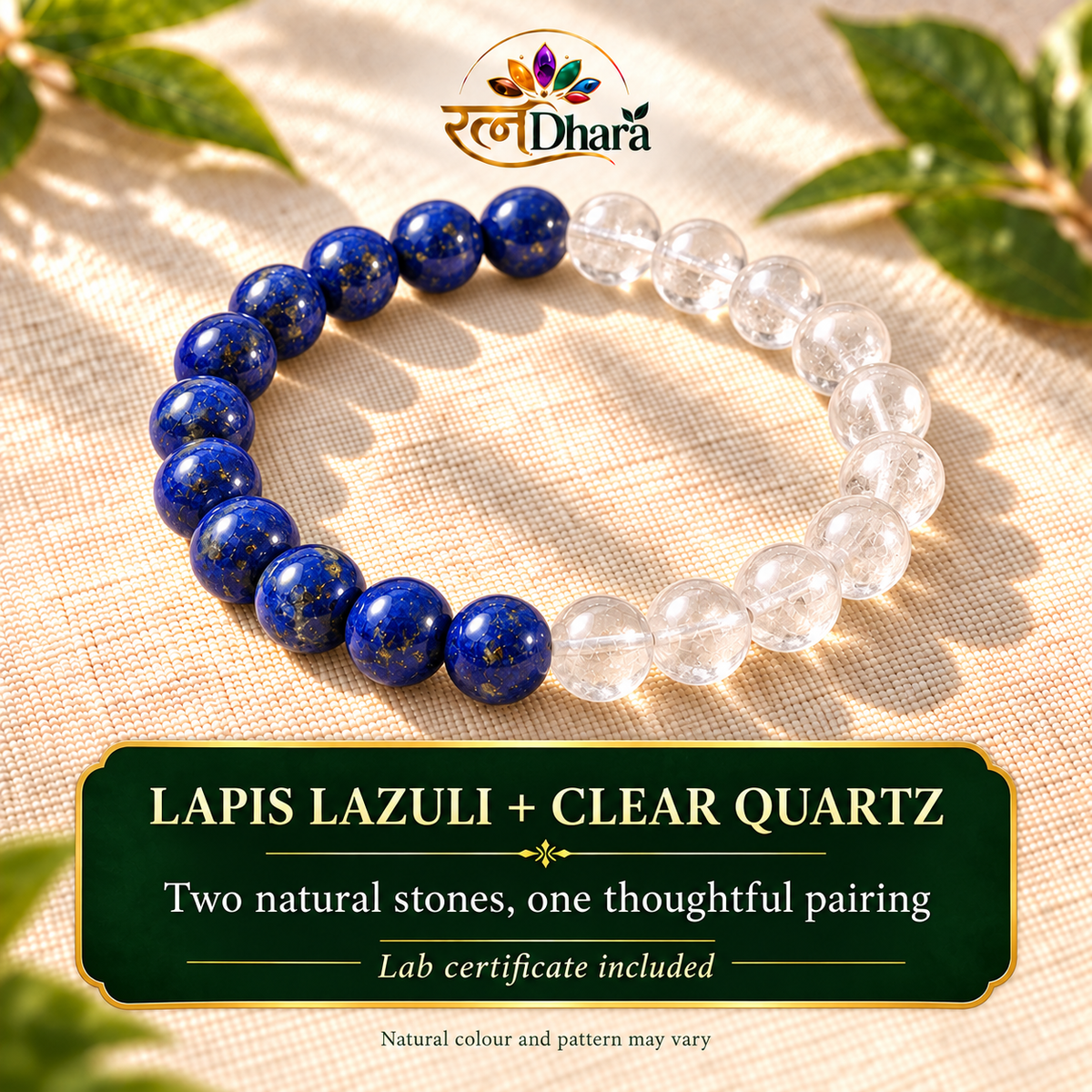 Focus & Clarity Bracelet  | Lapis Lazuli and Clear Quartz