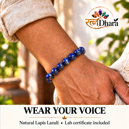 Lapis Lazuli Bracelet for Wisdom & Expression | Certified Natural Stone