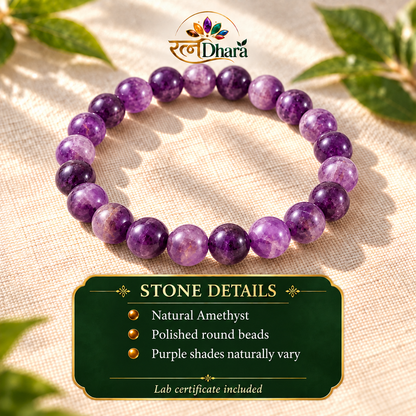 Amethyst Bracelet for Calm & Clarity | Certified Natural Stone