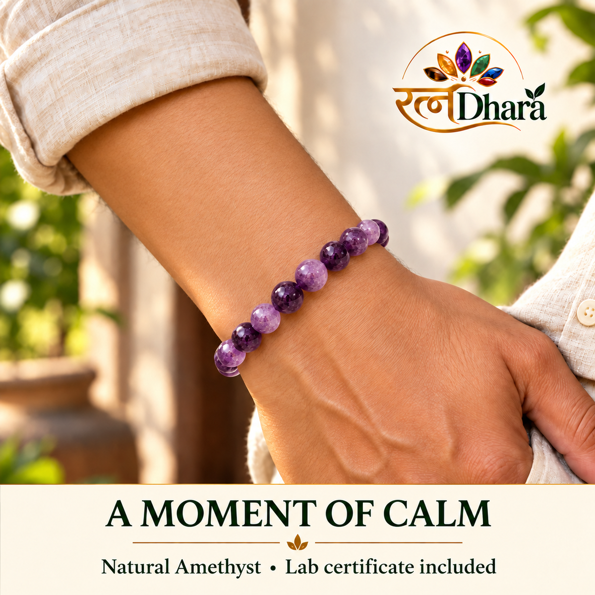 Amethyst Bracelet for Calm & Clarity | Certified Natural Stone