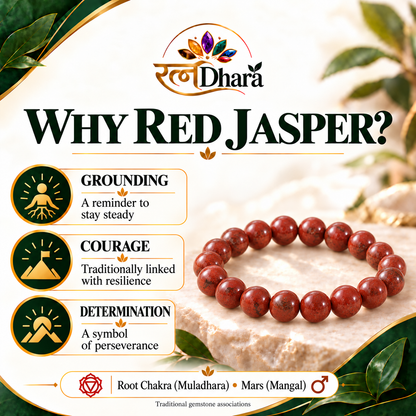Red Jasper Bracelet for Grounding & Courage | Certified Natural Stone