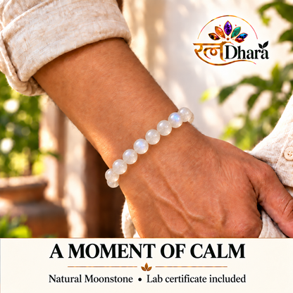 Moonstone Bracelet for Calm & Intuition | Certified Natural Stone