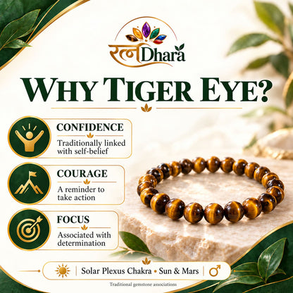 Tiger Eye Bracelet for Confidence & Courage | 8mm Beads