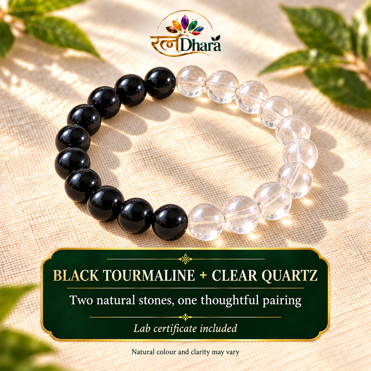 Energy Shield Bracelet | Black Tourmaline and Clear Quartz