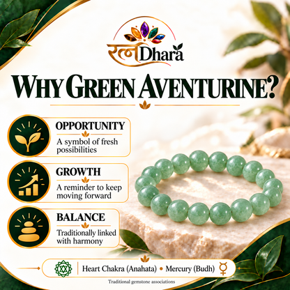 Green Aventurine Bracelet for Luck & New Beginnings | Certified Natural Stone