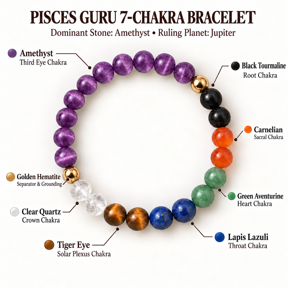 Pisces Guru 7-Chakra Bracelet | Amethyst