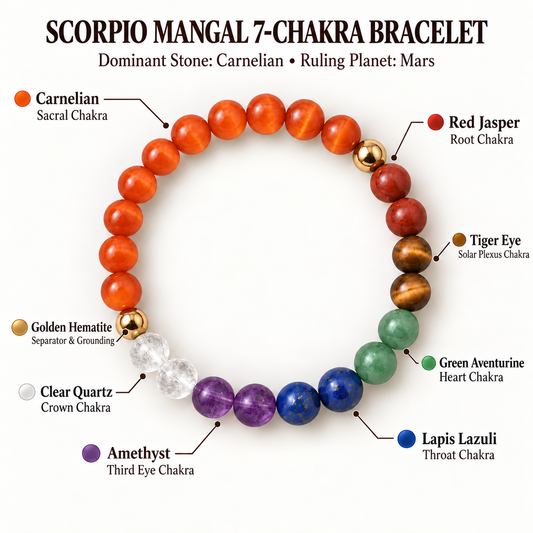 Scorpio Mangal 7-Chakra Bracelet | Carnelian